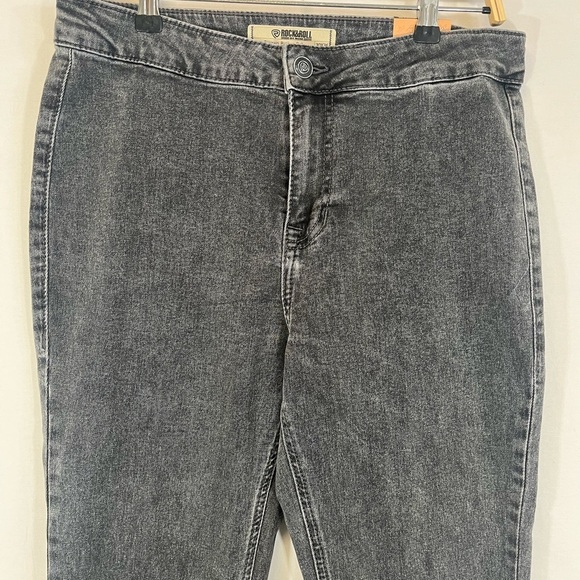 NWT Rock & Roll Denim Bargain Button Bell High Rise Bell Bottom Jeans Charcoal - Picture 9 of 13